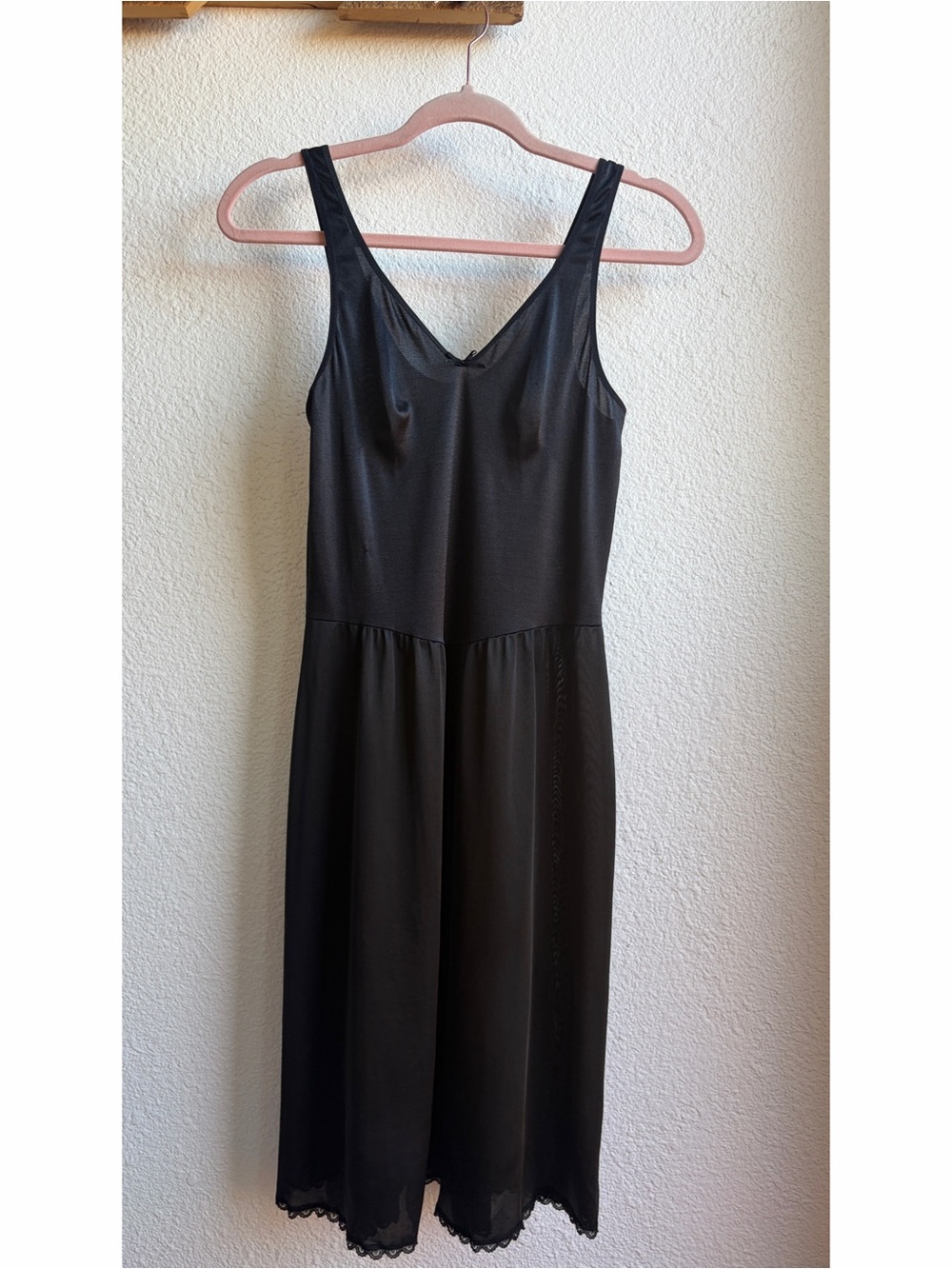 Vintage Warner’s Black Slip Midi Dress 36 Medium